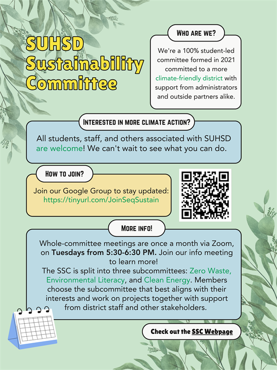 Flyer with QR code about Sustainability Meetings
