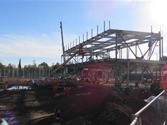 J wing during construction
